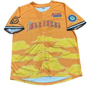 Seattle Mariners Naruto Jersey SGA Night Anime Short Sleeve Orange Size Medium